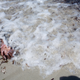 FILE - In this Friday, Aug. 28, 2015, file photo, the arm of a dead migrant is seen at the waterfront of Zuwara, about 105 kilometers (65 miles) west of Tripoli, Libya. The work of photographer and video journalist Mohamed Ben Khalifa, who was killed in Libya on Saturday, Jan. 19, 2019, reflected Libya's post-2011 chaos of rival militias fighting for control as well as the humanitarian tragedy of waves of people fleeing North Africa, the Middle East and sub-Saharan Africa.